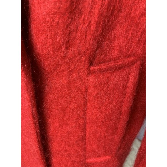 Vtg Leslie Fay Womens M/L Red Mohair Trench Coat Buttoned Front Pockets … - Picture 9 of 9